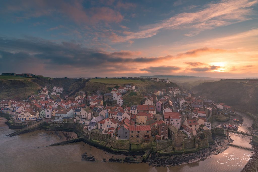 Misty Sunset Staithes